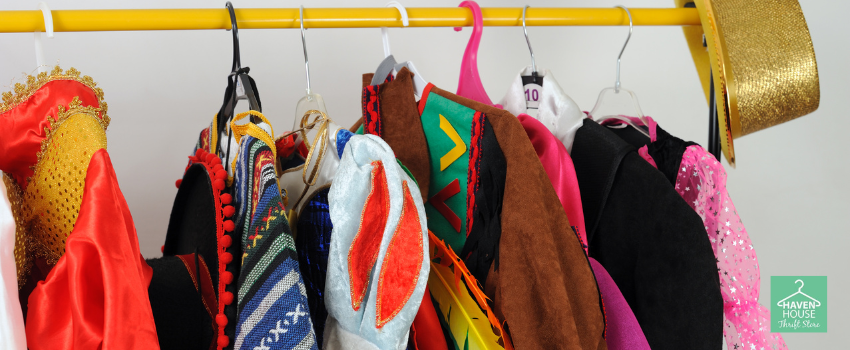 A rack of various costumes